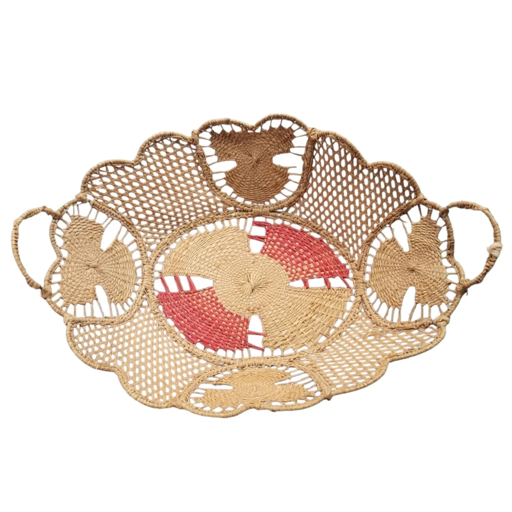 Vintage Delicate Handwoven Tenerife Lace Woven Made in Italy Basket